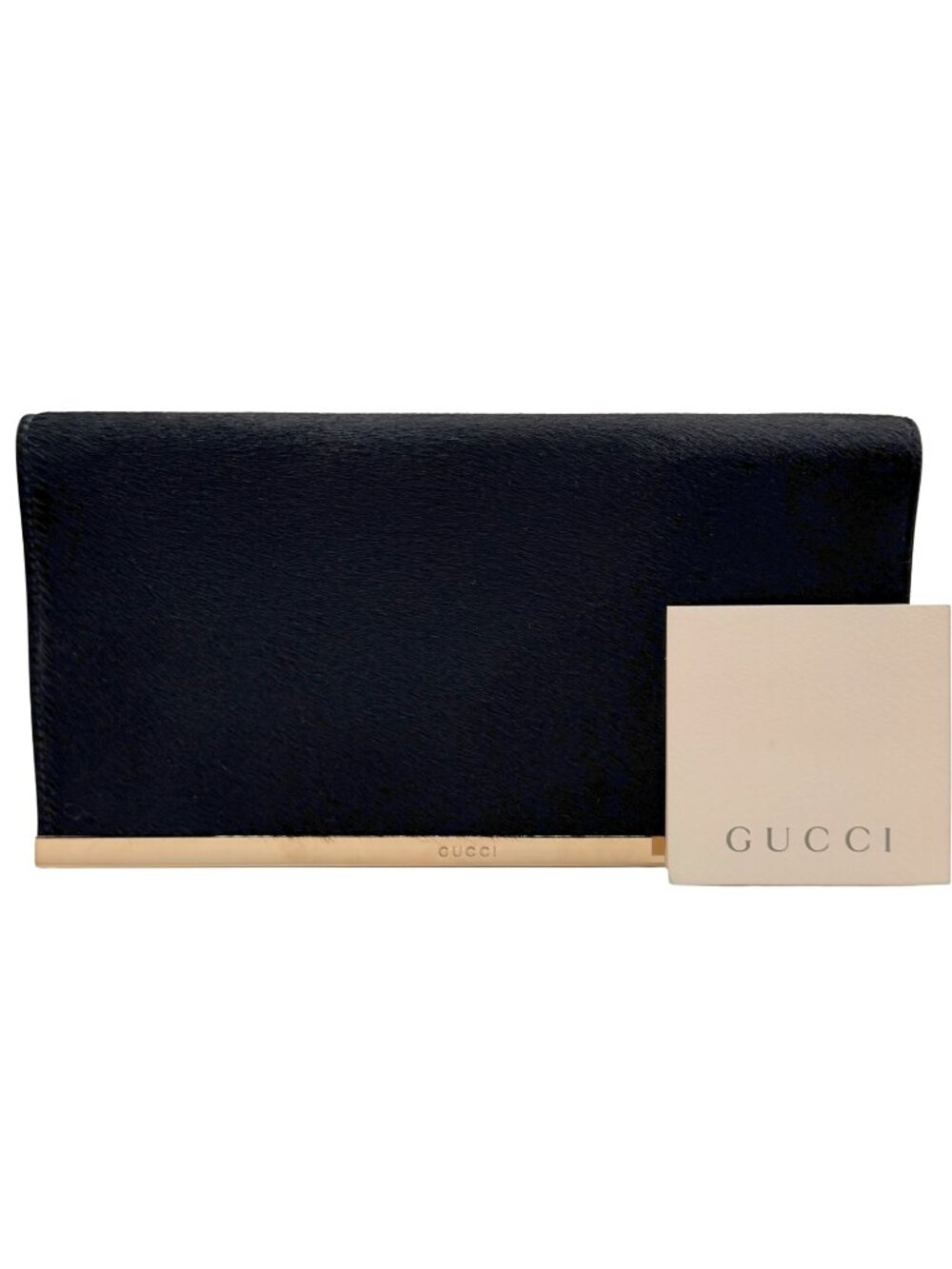 •SOLD• GUCCI Vintage Ponyhair Black Clutch with Gold Hardware
